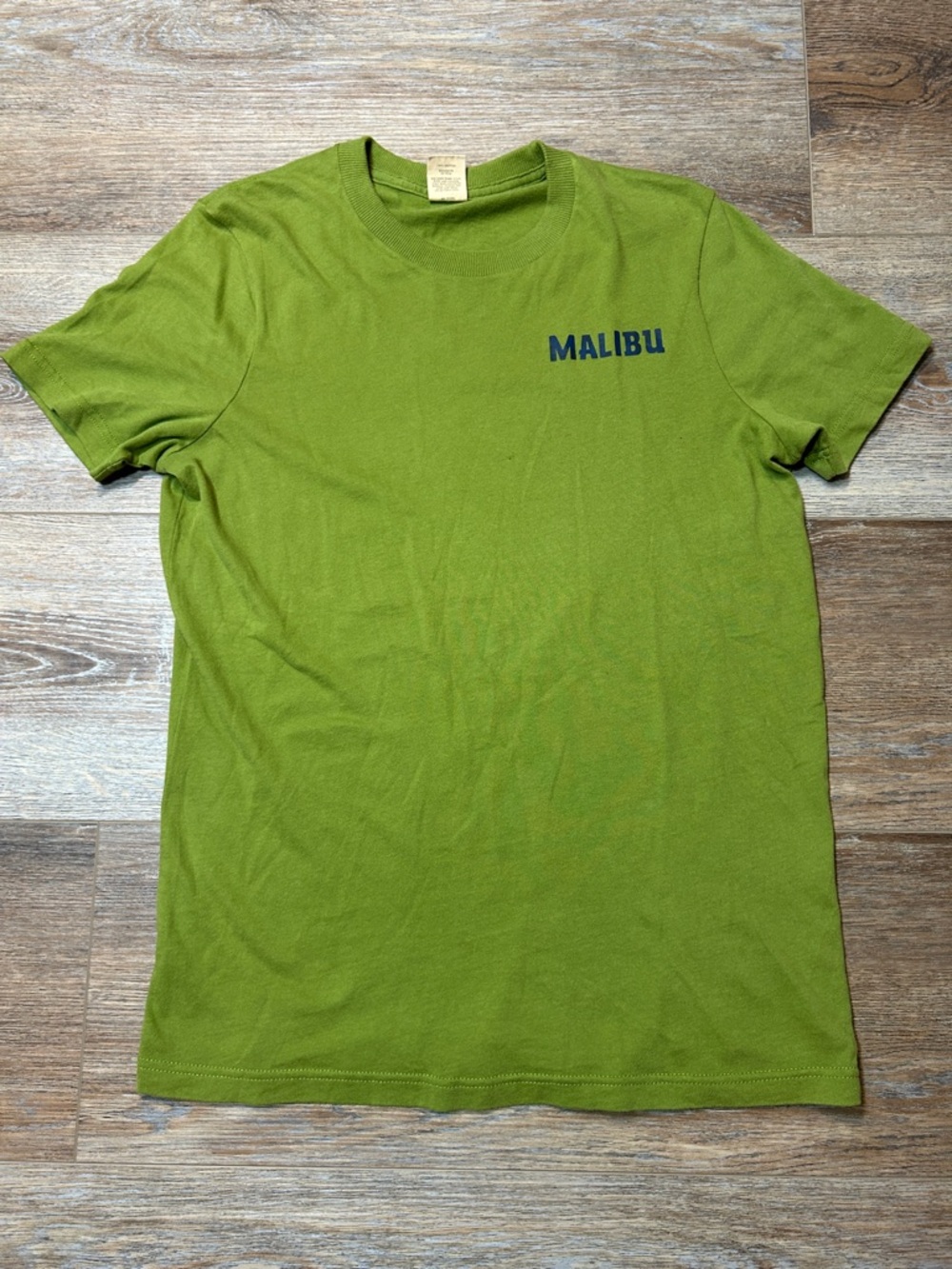 Malibu Olive Green Short Sleeve Crew with Navy Logo